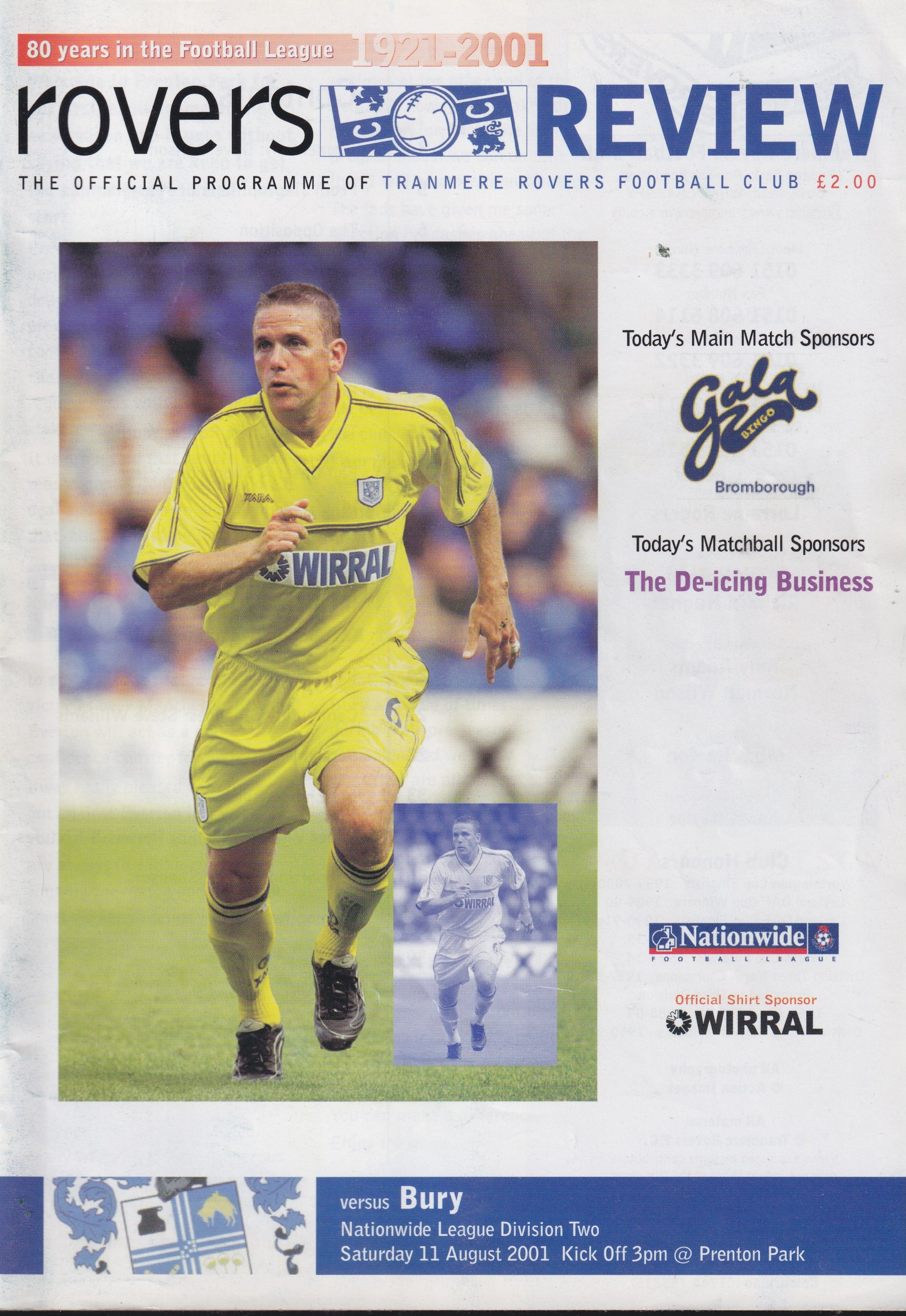 Tranmere Rovers v Bury match programme